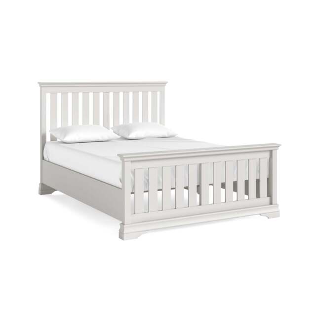 "Aria Grey Bedframe - Slatted 5"" High Footend Light Grey - King" - image 1