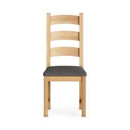 Navarre Pair of Charcoal Ladderback Dining Chairs - Ladder Dining Chair - Pair Oak / Charcoal Fabric - thumbnail 4