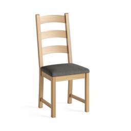 Navarre Pair of Charcoal Ladderback Dining Chairs - Ladder Dining Chair - Pair Oak / Charcoal Fabric - thumbnail 3