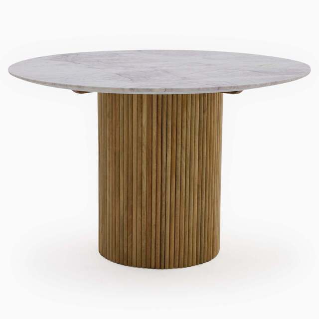 Aurora Round Dining Table - Round Table 120cm Solid Mango / Natural Marble Top - image 1
