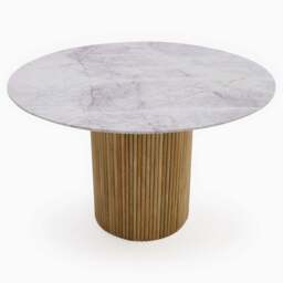 Aurora Round Dining Table - Round Table 120cm Solid Mango / Natural Marble Top - thumbnail 4