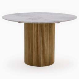 Aurora Round Dining Table - Round Table 120cm Solid Mango / Natural Marble Top