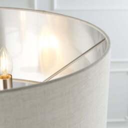 Highclere 3 Chrome And Cream Floor Light - DHD Highclere 3 Floor Light Chrome & Natural - thumbnail 2