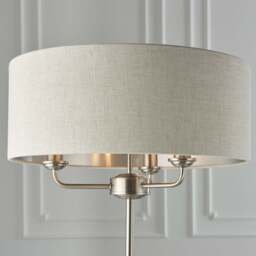 Highclere 3 Chrome And Cream Floor Light - DHD Highclere 3 Floor Light Chrome & Natural - thumbnail 3