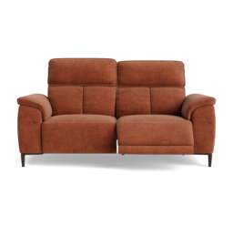 Loma Small 3 Seater Recliner Sofa - 2.5 Seater Sofa with 2 Power Recliners (Compact) USB Fabric - Power Recliner with USB - FAB-NTS - 17 TERRACOTTA - thumbnail 1