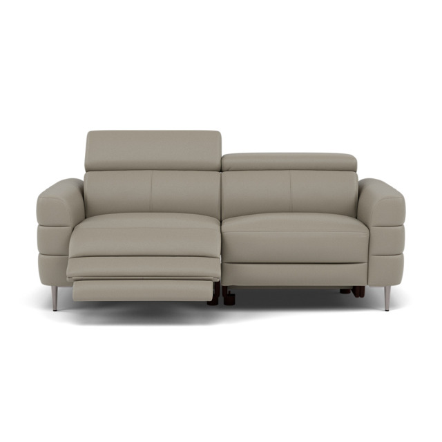 Hoy 3 Seater Recliner Sofa - 3 Str W/ 2 Power Recliner W/ 2 Manual Headrest Cat M - Power with Manual Headrest - M5653 Melbourne Light Grey - image 1