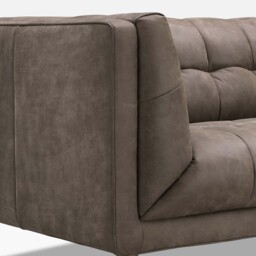 Cassia 4 Seater Sofa - 3.5 Seater Sofa Explorer Leather - EXPLORER X-1726 Dragonstone / Feet: 178mm Brass Tipped Legs Mahogany - thumbnail 7