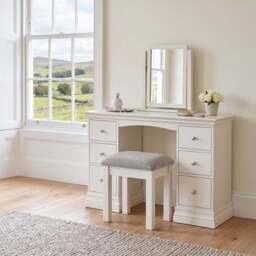 Aria White Double Pedestal Dressing Table - Dressing Table Double Pedestal Coconut Milk - thumbnail 2