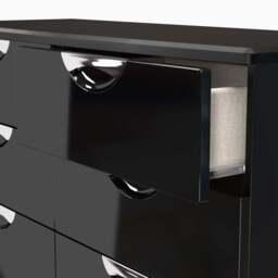 Colton 6 Drawer Wide Chest - 6 Drawer Wide Chest - BGBM - Black Gloss & Black - thumbnail 4