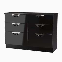 Colton 6 Drawer Wide Chest - 6 Drawer Wide Chest - BGBM - Black Gloss & Black - thumbnail 3