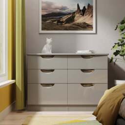 Colton 6 Drawer Wide Chest - 6 Drawer Wide Chest - BGBM - Black Gloss & Black - thumbnail 7