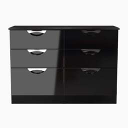 Colton 6 Drawer Wide Chest - 6 Drawer Wide Chest - BGBM - Black Gloss & Black - thumbnail 1