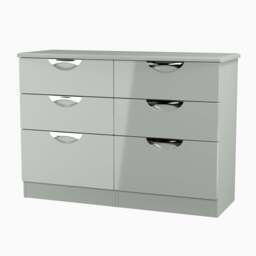 Colton 6 Drawer Wide Chest - 6 Drawer Wide Chest - BGBM - Black Gloss & Black - thumbnail 8