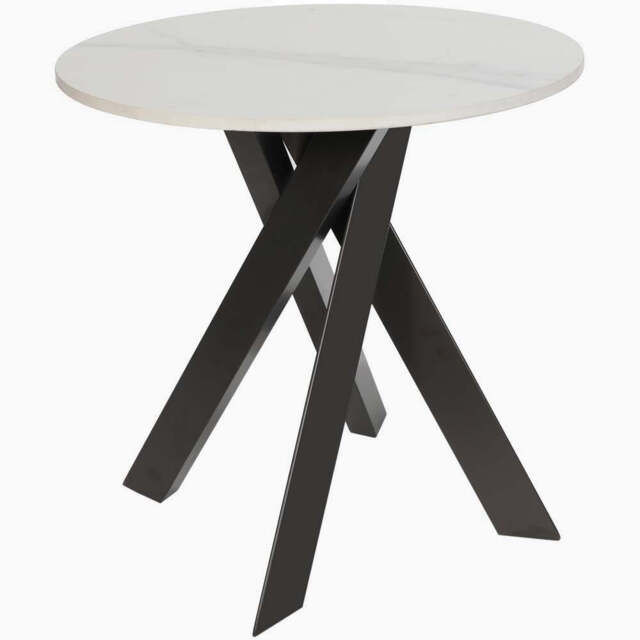Avalon Round Side Table - Round Lamp Table Sintered Stone / Satin Grey - image 1