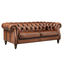 Violet 3 Seater Sofa - 2.5 Seater Sofa Vintage Leather - Feet: 150mm Legs Antique Walnut / VINTAGE V-1957 Inca - thumbnail 3