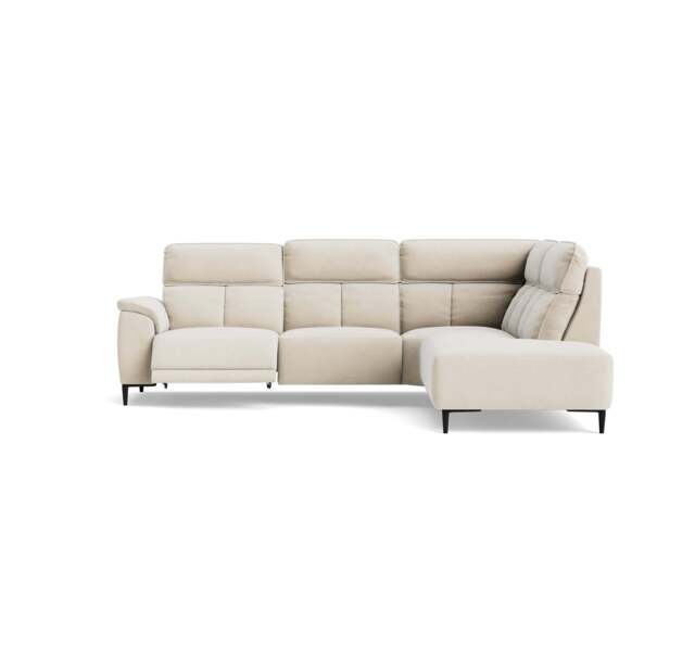 Loma Large Corner Sofa - Combination 2 Right Terminal with 2.5 Left Power 2 Pieces Fabric - Right Hand Facing - Power Recliner with USB - FAB-NTS - 01 CREAM - image 1