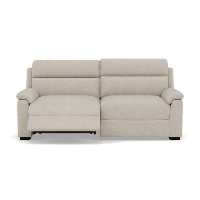 Eldon 3 Seater Power Recliner - 2.5 Seater Sofa 2 Power Recliners Fabric - Power Recliner Power Footrest Headrest & USB - FAB-MIL-110 SAND - image 1