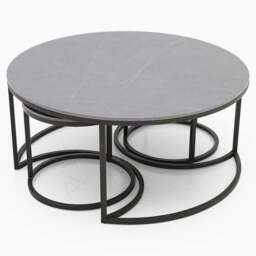 Torino Marble Coffee Table - Matte Ceramic Coffee Table Set Matte Grey Ceramic - thumbnail 3