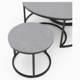 Torino Marble Coffee Table - Matte Ceramic Coffee Table Set Matte Grey Ceramic - thumbnail 4