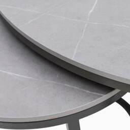 Torino Marble Coffee Table - Matte Ceramic Coffee Table Set Matte Grey Ceramic - thumbnail 5