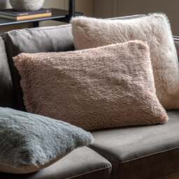 Juniper Faux Fur Cream Rectangle Cushion - DISC Juniper Faux Fur Cushion Mauve 40x60CM - thumbnail 1