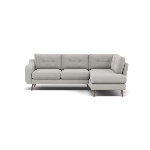 Phoebe Corner Sofa - Corner Group RHF Grade B - Right Hand Facing - Plush Velvet Silver / Weathered Oak - image 1