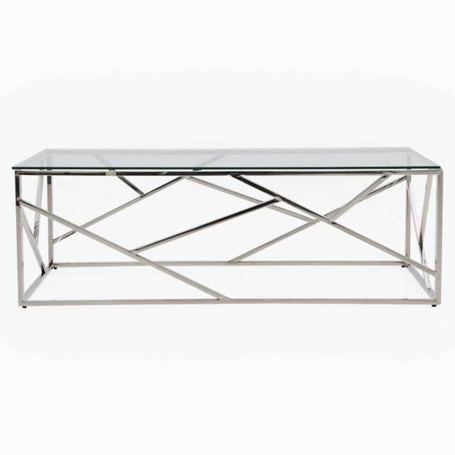 Genoa Coffee Table - Coffee Table Clear Glass / Stainless Steel - image 1