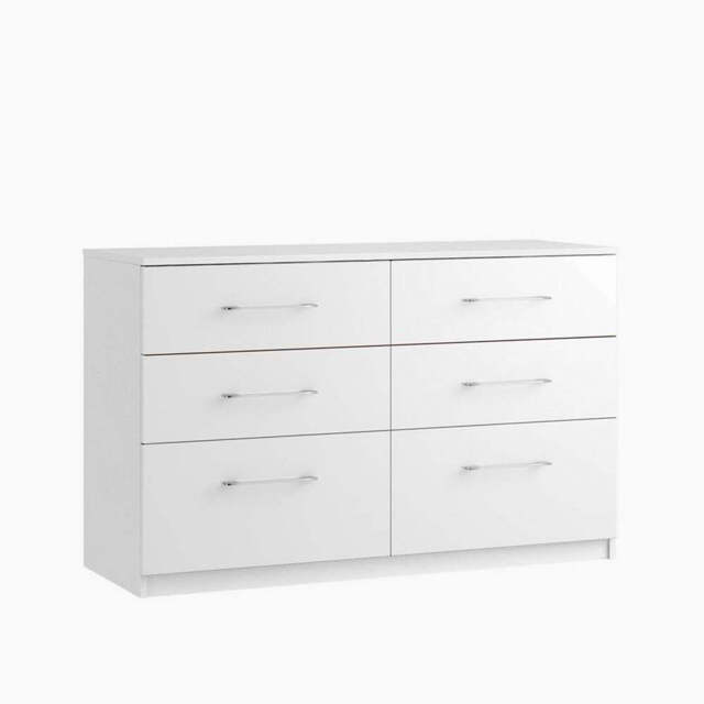 Roma 6 Drawer Twin Cabinet - 6 Drawer Twin Chest - Metal - Matt Grey / Light Grey Gloss - image 1