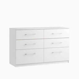 Roma 6 Drawer Twin Cabinet - 6 Drawer Twin Chest - Metal - Matt Grey / Light Grey Gloss