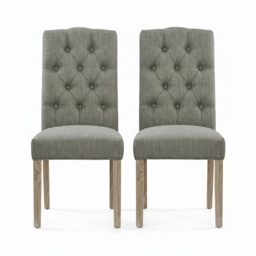 Salford Pair of Grey Buttonback Dining Chairs - Button Back Chair - Pair Grey / White Wash Leg - thumbnail 1