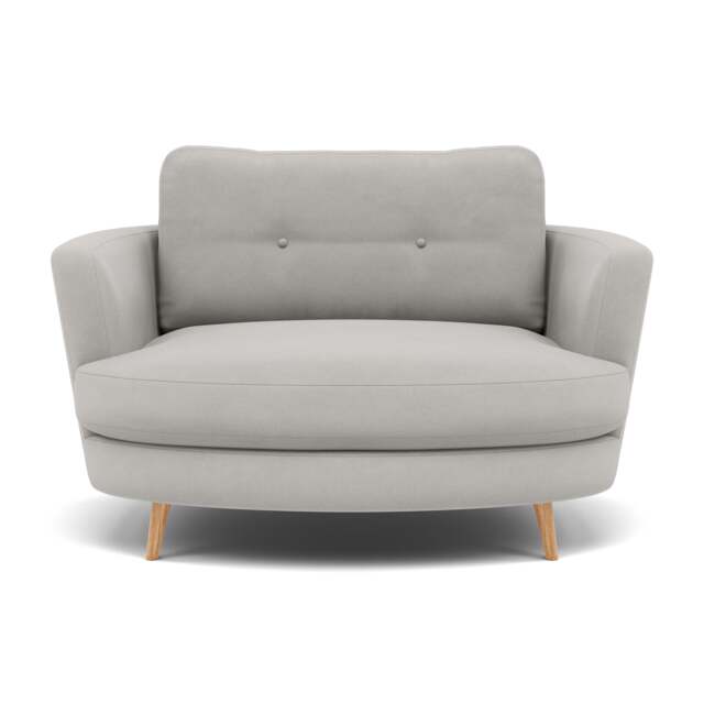 Phoebe Oval Loveseat - Oval Cuddler Grade B - Plush Velvet Silver / Natural - image 1