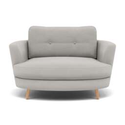 Phoebe Oval Loveseat - Oval Cuddler Grade B - Plush Velvet Silver / Natural - thumbnail 1