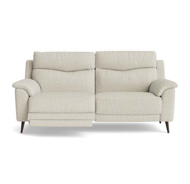 Revel Small 3 Seater Recliner Sofa - 2.5 Seater Sofa with 2 Power Recliners (Compact) Fabric - Power Recliner with USB - FAB-LKV - 02 BEIGE - image 1