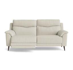 Revel Small 3 Seater Recliner Sofa - 2.5 Seater Sofa with 2 Power Recliners (Compact) Fabric - Power Recliner with USB - FAB-LKV - 02 BEIGE