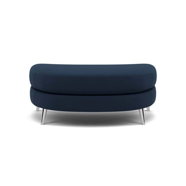 Phoebe Oval Footstool - Oval Cuddler Stool Grade B - Plush Velvet Indigo / Chrome - image 1
