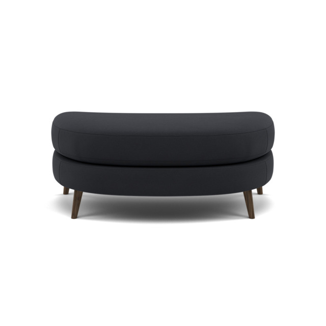 Phoebe Oval Footstool - Oval Cuddler Stool Grade B - Plush Velvet Charcoal / American Walnut - image 1
