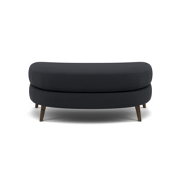Phoebe Oval Footstool - Oval Cuddler Stool Grade B - Plush Velvet Charcoal / American Walnut - thumbnail 1