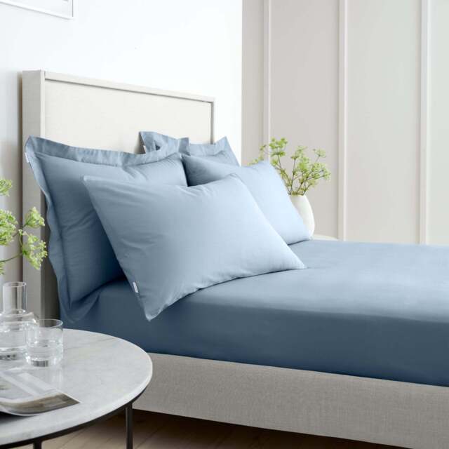 Bianca 200TC Percale Blue Fitted Sheet - 200TC Percale Blue Double Fitted Sheet - image 1