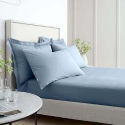 Bianca 200TC Percale Blue Fitted Sheet - 200TC Percale Blue Double Fitted Sheet