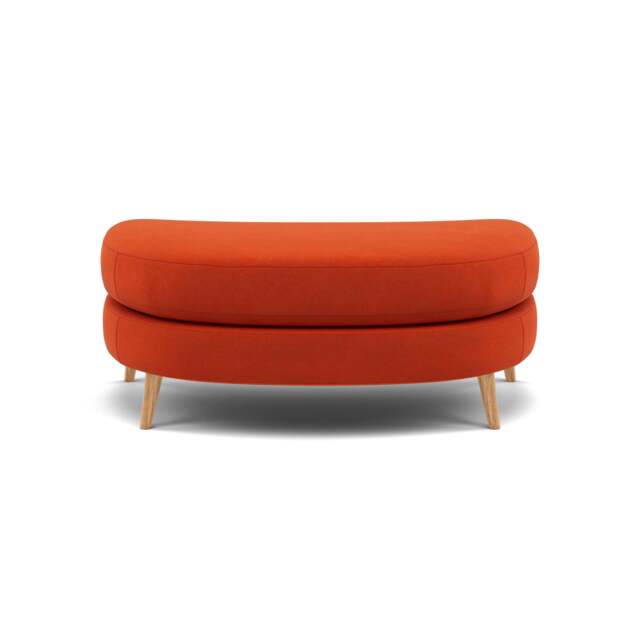 Phoebe Oval Footstool - Oval Cuddler Stool Grade B - Plush Velvet Paprika / Natural - image 1