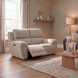 Echo 2 Seater Recliner Sofa - 2 Seater 2 Power Recliners Fabric - Power Recliner Power Footrest Headrest & USB - FAB-MIL-110 SAND - thumbnail 2