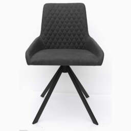 Odessey Pair of Grey Dining Chairs - Dining Chair - Pair Grey Leather Look - thumbnail 2