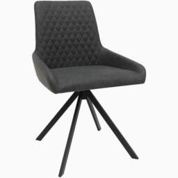 Odessey Pair of Grey Dining Chairs - Dining Chair - Pair Grey Leather Look - thumbnail 3