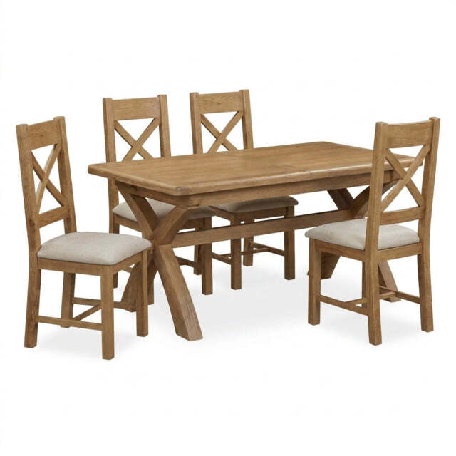 Willowmere Large Extending Dining Table + 4 X Back Dining Chairs Set - image 1