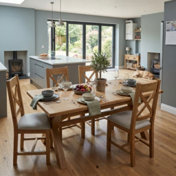 Willowmere Large Extending Dining Table + 4 X Back Dining Chairs Set - thumbnail 2