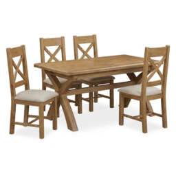 Willowmere Large Extending Dining Table + 4 X Back Dining Chairs Set