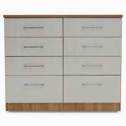 Catania Gloss 8 Drawer Twin Cabinet - 8 Drawer Twin Chest - Lincoln Walnut / Cream Gloss - thumbnail 3