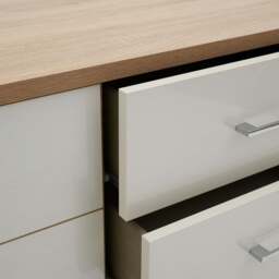 Catania Gloss 8 Drawer Twin Cabinet - 8 Drawer Twin Chest - Lincoln Walnut / Cream Gloss - thumbnail 5