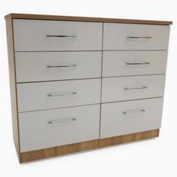 Catania Gloss 8 Drawer Twin Cabinet - 8 Drawer Twin Chest - Lincoln Walnut / Cream Gloss - thumbnail 7