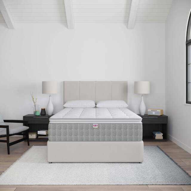 Millbrook Elaris Luxury 3000 Divan Bed Set - P/T Divan Set 180 x 200cm - Super King - Tweed Natural / 4 Drawers / Standard - image 1